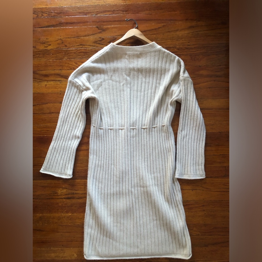 Cream Ribbed Knit Sweater Dress - Picture 3 of 3
